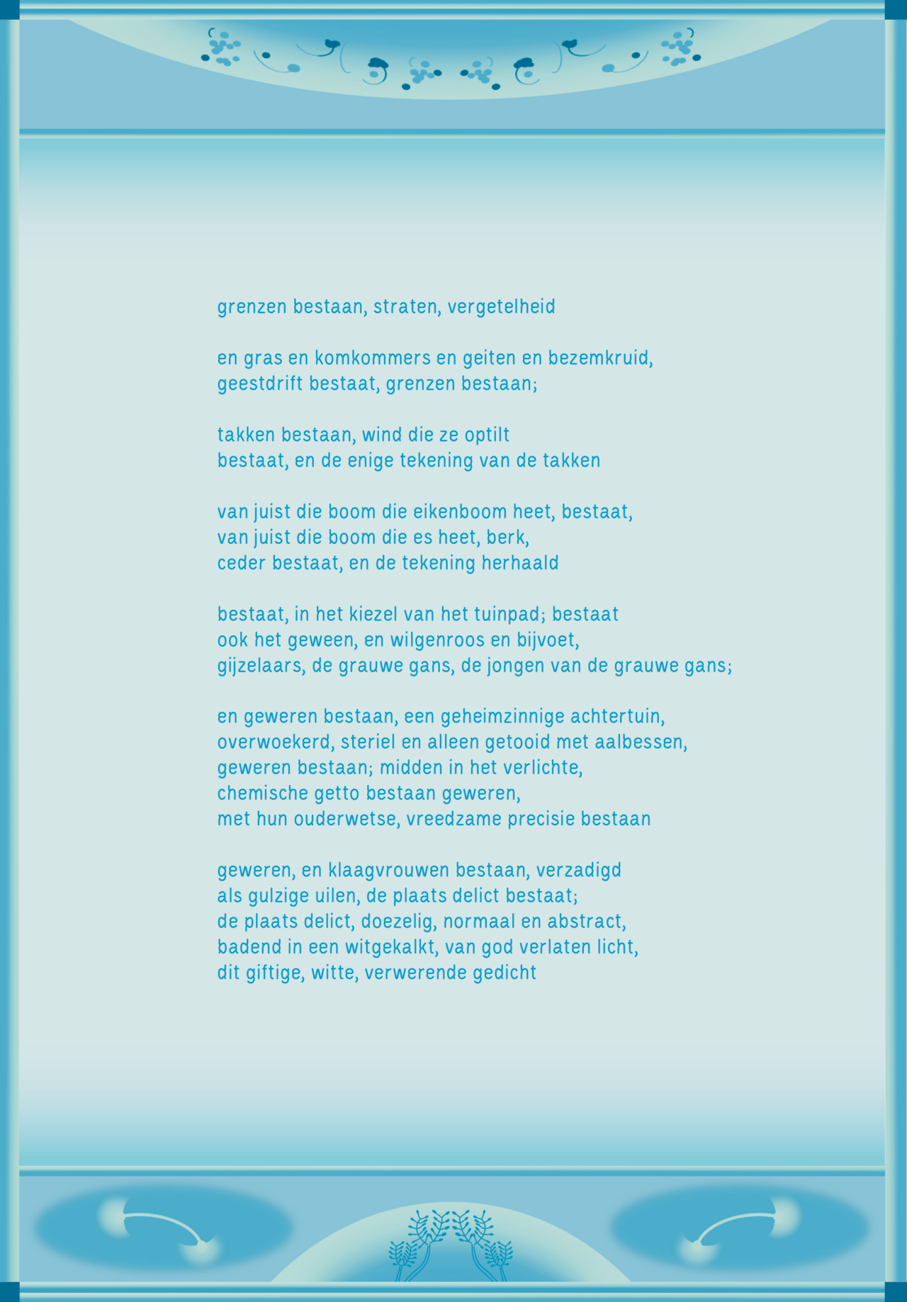 In een witgekalkt, van god verlaten licht – een gedicht van Inger Christensen