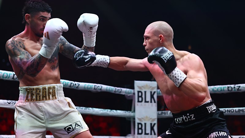 ‘A cowardly act’: Tim Tszyu attacks Zerafa after bout with brother Nikita ends in chaos