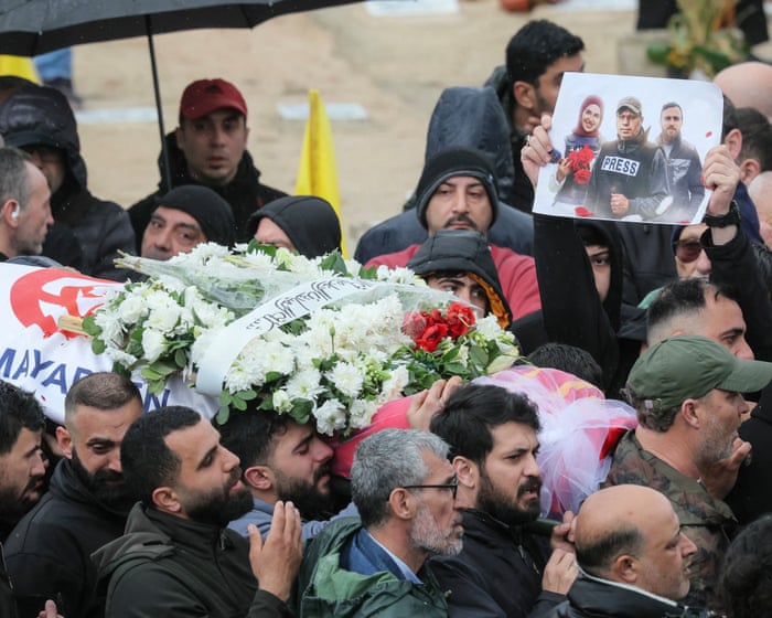 Funeral held for three journalists killed by Israeli strike in Lebanon