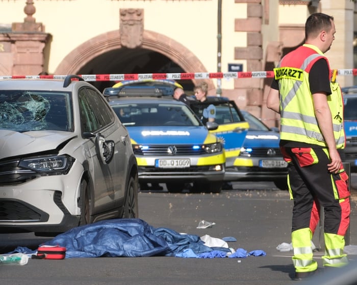 Two killed and several hurt after car ploughs into crowds in German city of Leipzig