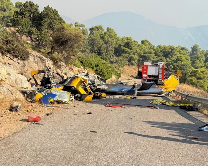 Two helicopters collide outside Athens as Greece battles to control wildfires