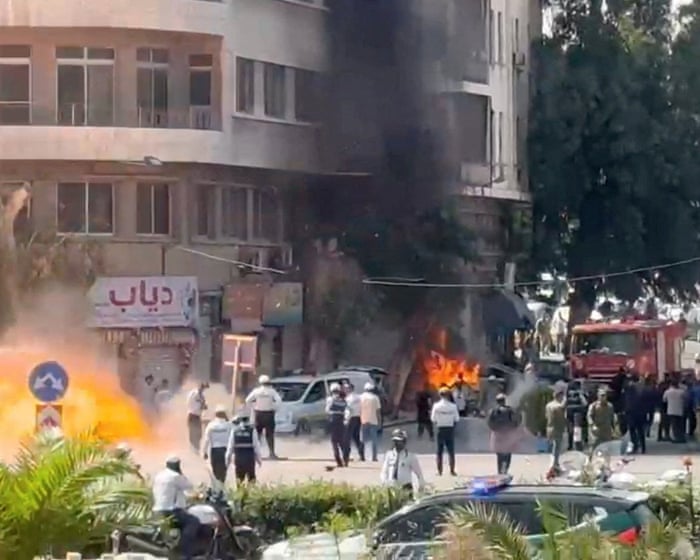 Bombs explode near Damascus hotel housing Macron on Syria visit