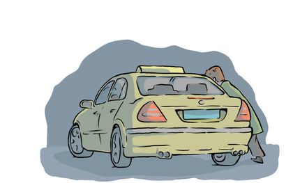 De man in de olijfgroene overjas