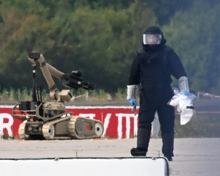Bomb disposal robot deployed after drone carrying explosives found at German airport