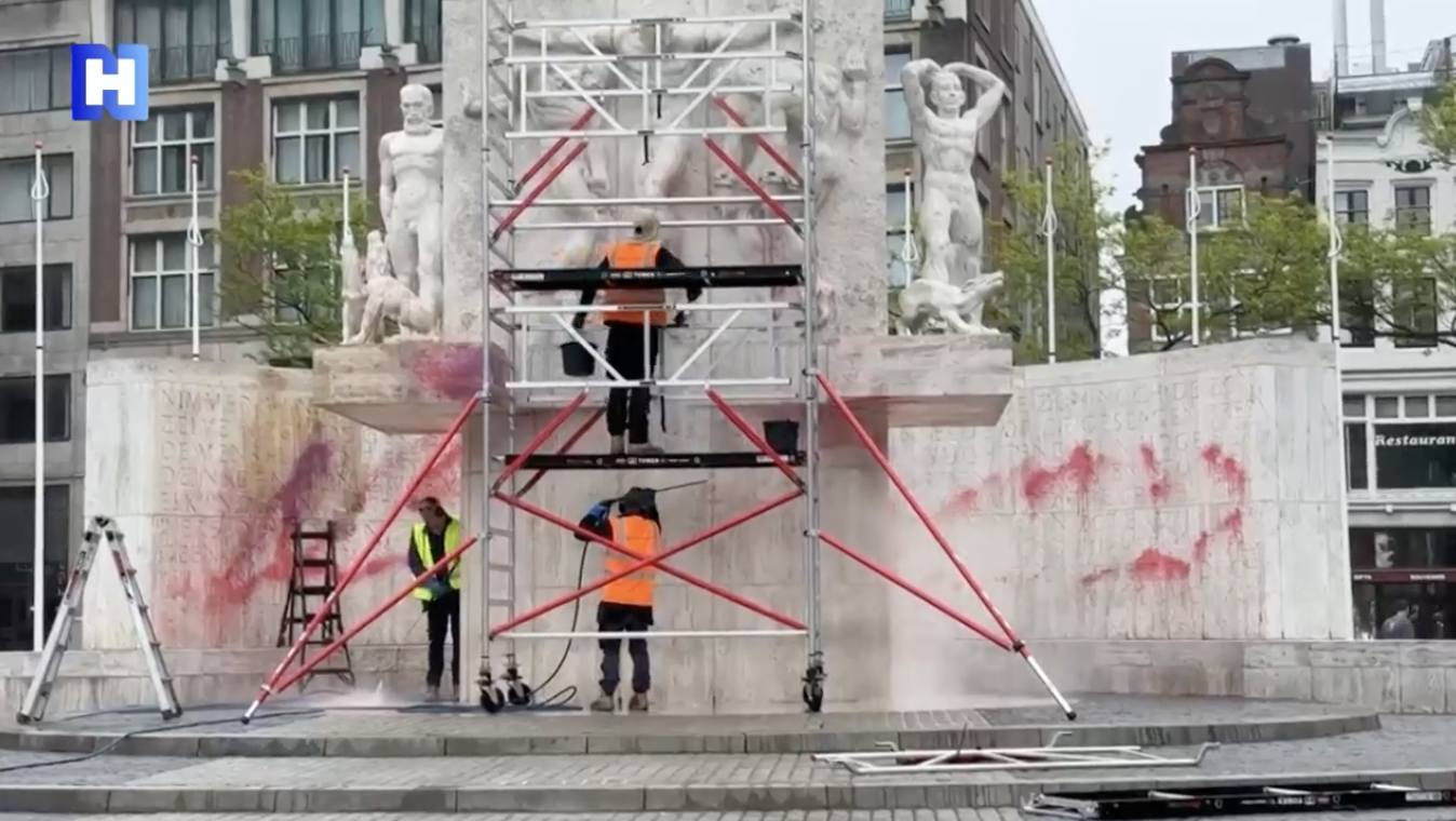 Nationaal Monument Dam schoongemaakt na bekladding