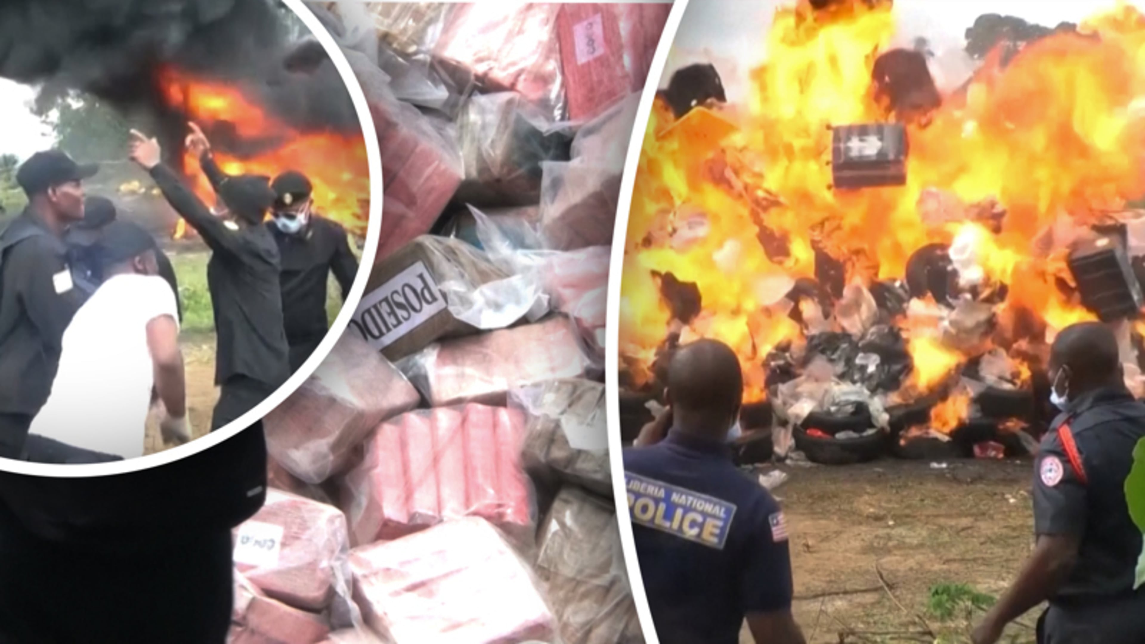 Grootste drugsvangst ooit in West-Afrika: politie verbrandt 4,2 ton aan cocaïne