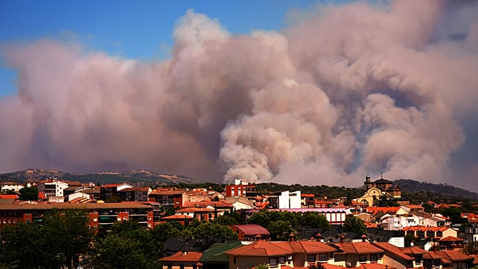 Aerial footage shows wildfires spreading across Spain's Madrid region