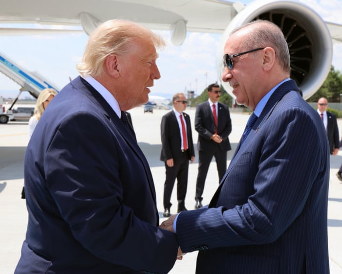 Trump renews call for US to take over Greenland as he arrives for Nato summit