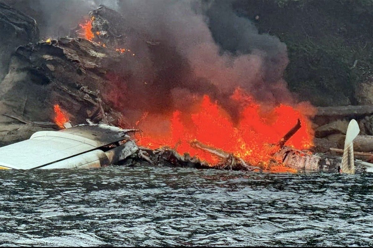 Seaplane bursts into flames after crashing off Washington coast