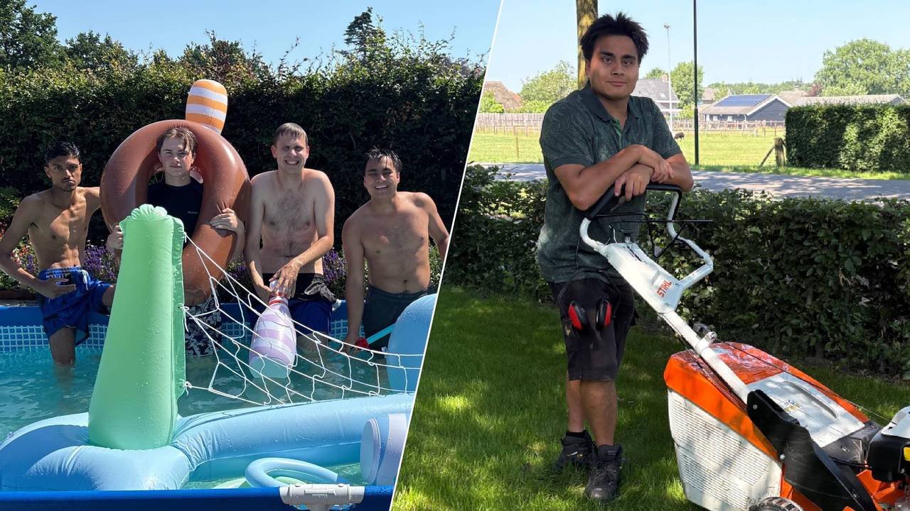 Hoveniers zweten in de zon en duiken daarna het zwembad in: 'Bommetje!'
