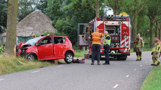 Auto botst frontaal op boom in Rhenen, 3 gewonden